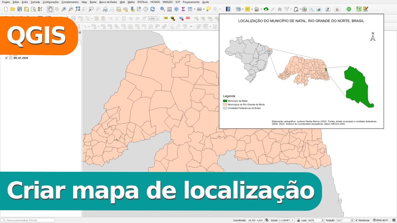 Mapa de localização ilustrativo no QGIS