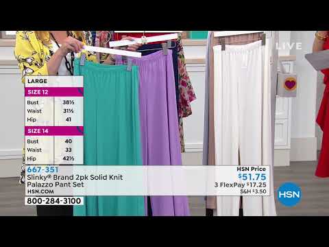 Slinky Brand 2pk Solid Knit Palazzo Pant Set