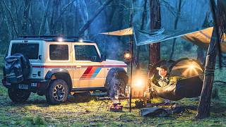 Download lagu Solo Camping in Cold Rain beside my Jimny & Try To Stay Warm [ASMR] Night Cat Flat Lay Hammock Tent mp3