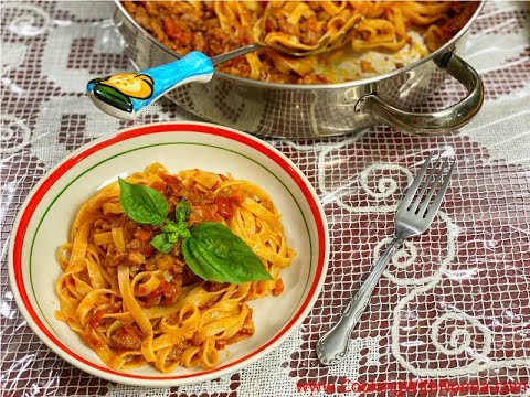 Tagliatelle with Sausage Ragu` - Rossella's Cooking with Nonna