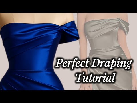 ♦️How to Sew a Draped Off-Shoulder Bodice | Full Formal Dress Draping & Sewing Tutorial✂️