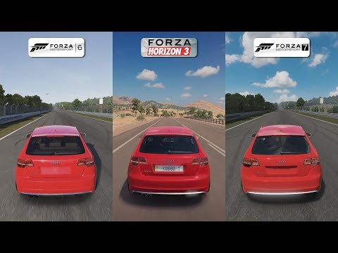 Forza 6 vs Forza Horizon 3 vs Forza 7 - 2011 Audi RS3 Sportback Sound Comparison