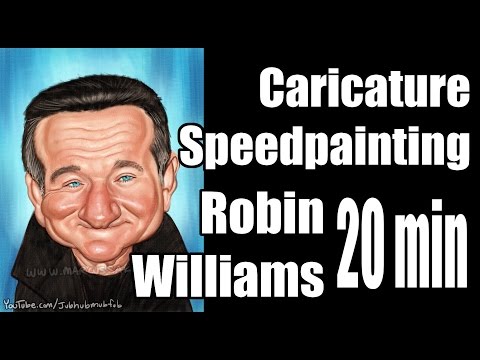 Caricature digital speedpainting celebrity robin williams 20 minutes