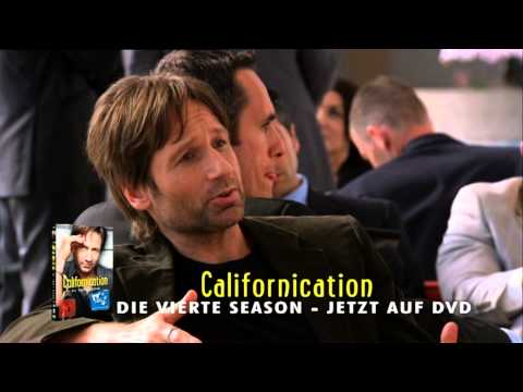 Trailer frame: Studio 54–style red wash over Los Angeles nights; Hank’s PR nightmare montage