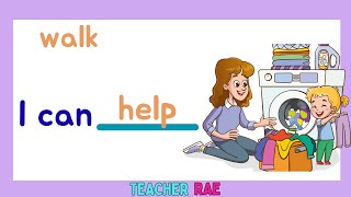 I can + action word sentences || reading simple sentences || action words || kindergarten