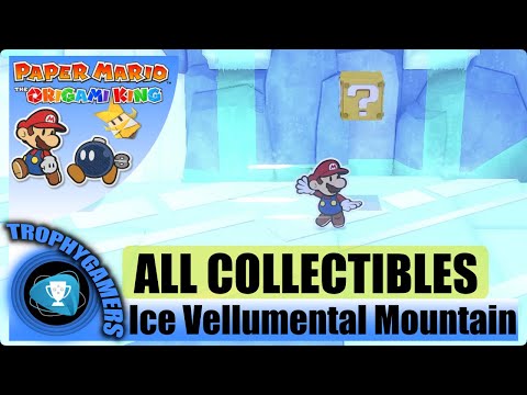 Paper Mario The Origami King - All Collectibles Ice Vellumental Mountain - Holes, Treasures & Blocks