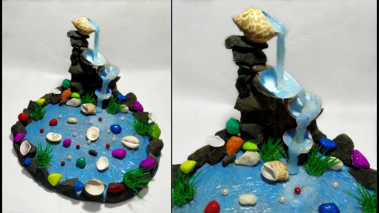 How To Make Sea Shell Waterfall || Diy Sea Shell Water Fountain
