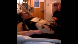 Heather in the hospital doped up