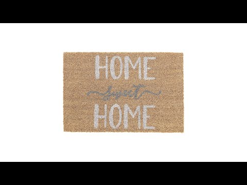 Kokos Fußmatte "Home Sweet Home" Beige - Grau - Weiß - Naturfaser - Kunststoff - 60 x 2 x 40 cm