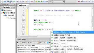 C++. String eilučių panaudojimas atliekant duomenų tipų konvertavimo veiksmus