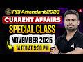 RBI Office Attendant CA 2026 November 2025 Current Affairs Special Class By Vaibhav Sir