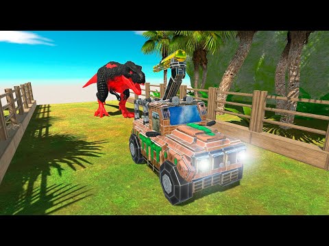 CAR vs RED BATMAN T-REX DEATHRUN - Animal Revolt Battle Simulator