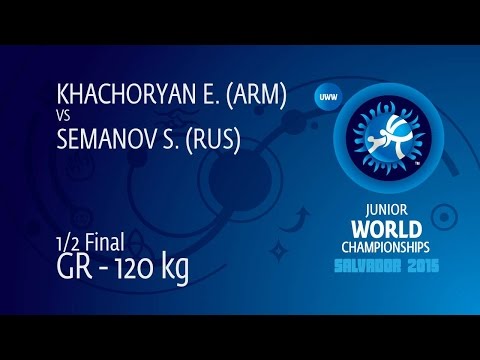 1/2 GR - 120 kg: S. SEMANOV (RUS) df. E. KHACHATRYAN (ARM) by TF, 8-0