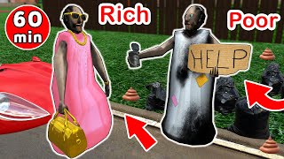 Poor Granny vs Rich Granny vs Begging for money - funny horror animation (60 mins of fun #5)