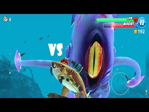 Tiger Shark vs Colossal Squid (Boss Battle) - Hungry Shark World