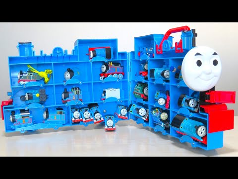 Put Thomas the Tank Engine toys in a large case