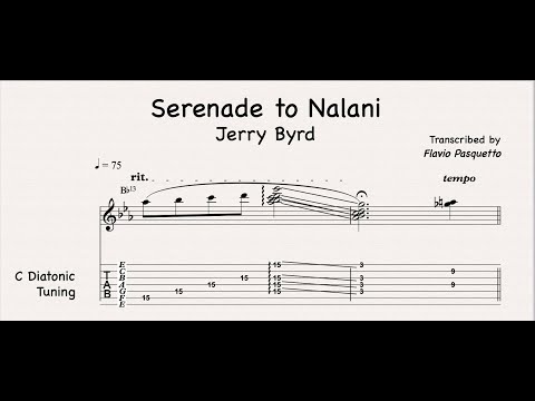 Serenade to Nalani (Jerry Byrd) Transcription - Scrolling Sheet Music - Steel Guitar TABS