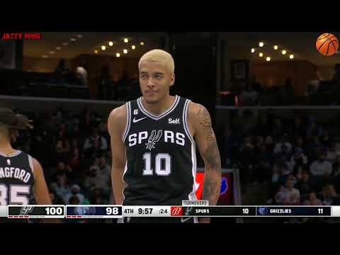 Jeremy Sochan NBA Game No. 35 San Antonio Spurs - Memphis Grizzlies (113-121) Full Highlights