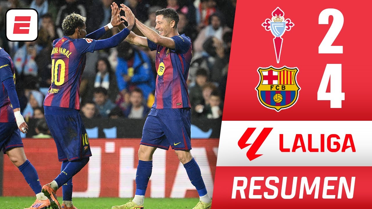 Barcelona consiguió triunfazo de 4-2 al Celta de Vigo. Triplete de Lewandowski. Hat trick | La Liga