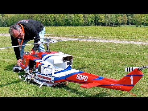 AMAZING HUGE VARIO RC BELL-412 SCALE MODEL TURBINE HELICOPTER / FLIGHT DEMONSTRATION !!!