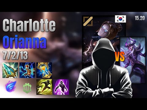 Charlotte Mid Orianna vs Syndra lol KR solo rank Full Game 15.20 | charlotte 오리아나 vs 신드라