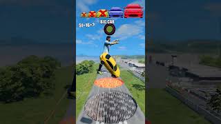 🚗🔥 Small to Giant Cars vs Messi Trap! Rainbow Pit, Volcano Pit & Spike Pit Challenge! 🌈🌋⚡