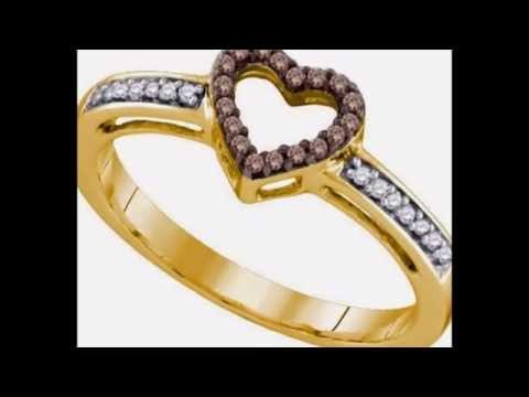 0.12ctw Brown Diamond Heart Ring 10K Yellow Gold