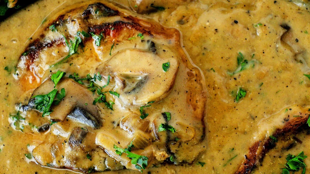 JUICY Smothered Pork Chops With CREAMY Mushroom Gravy (🥘 ONE Pan | 30 Minutes!)
