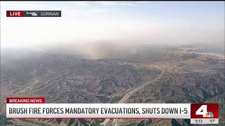 Brush fire near Los Angeles-Kern County line prompts evacuations, I-5 closure