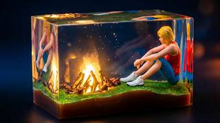Amazing Epoxy Resin Campfire Diorama | Miniature Campfire Scene Frozen in Resin