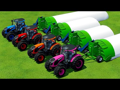 BAG CORN SILAGE WITH COLORED LANDINI TRACTORS - Farming Simulator 22
