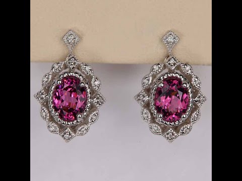 14K White Gold Mahenge Garnet and Diamond Stud Earrings 3.86cts