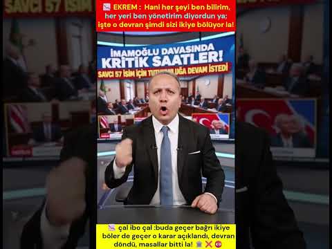 ⭐ BU DA GEÇER, BAĞRI İKİYE BÖLER DE GEÇER: İMAMOĞLU VE 57 SANIK İÇİN YOLUN SONU GÖRÜNDÜ! 🔥  

🔥 İbrahim Tatlıses'in o efsane şarkısındaki gibi bağrı ikiye bölen o günler kapıda, savcı masaya vurdu, tutukluluğa devam dedi. 🚀  

🎯 Seçim masalları bitti, devran döndü; o "bu da geçer" dedikleriniz başınıza yıkıldı. 🔥  

🎯 BU DA GEÇER, BAĞRI İKİYE BÖLER DE GEÇER: İMAMOĞLU DAVASINDA 57 KİŞİ İÇİN GAZAP ÇANI ÇALDI! ✨  

🎯 Söycek yer kalmadı! 💎  

✨ Ekrem İmamoğlu ve o malum ekibinin yargılandığı davada sular durulmuyor, hani o dillerden düşürmediğiniz mağduriyet masalları var ya, duvara tosladı. 💎  

🎯 Duruşma savcısı kürsüye çıktı, kelimeleri esirgemedi ve tutuklu 57 sanığın tamamının tutukluluk halinin devamını talep etti. 💎  

🔥 Aynen İbrahim Tatlıses'in dediği gibi: 

📢 "Bu da geçer, bağrı ikiye böler de geçer, bu zaman seni de böler geçer! 🚀 " 

🔥 Hani her şeyi ben bilirim, her yeri ben yönetirim diyordunuz ya; işte o devran şimdi sizi ikiye bölüyor. ✨  

🎯 Mahkeme heyeti ara kararı açıklamak üzere arkaya çekilirken, o tırnak içinde büyük liderlerin yüzlerindeki maskeler de teker teker düşüyor. 🚀  

🎯 CHP seçmeni ne kadar inkar etse de, yalan yalandır! 📢  

🔥 Kendi yazarlarınız bile size "geri zekalı" diye bağırırken, bu adliyelerdeki gerçekleri nasıl örtbas edeceksiniz? 🔥  

🚀 Savcı 57 isim için çatır çatır devam derken, o kibirli koalisyonunuzun temelleri de alt üst oldu. 🎯  

🔥 DAHA NEYİ BEKLİYORSUNUZ? ⭐  

🎯 Milletin gözünü boyamak için kurduğunuz o sahte tiyatrolar başınıza yıkıldı! 🚀  

✨ İmamoğlu ve o zihniyet şimdi o salonlarda "Bu da geçer" şarkısını kendi kendine söylesin dursun. 💎  

📢 ALIN İŞTE BU GERÇEĞİ BAŞINIZA ÇALIN! ⭐  

💎 Sesinizi de kesip o adaletin demir yumruğunun inişini izleyin. 📢  

🔥 Siz İmamoğlu davasındaki bu 57 kişilik tutukluluk kararını ve İbrahim Tatlıses'in o efsane şarkısının bu duruma uymasını nasıl buluyorsunuz dostlar? 🚀 Yorumlarda toplanın! ✨  

🔥 Yazan: Bülent Taşgin 

🎯 #BülentTasgin #Ekremİmamoğlu #İbrahimTatlıses #Adalet #SiyasetKulisleri #İroni #SonDakika #Mizah #Keşfet 