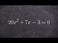 Solving an equation by quadratic formula