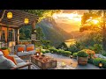 Summer Coffee Porch Ambience with Morning Lakeside View 🌥️Smooth Instrumental Jazz to Work, Study