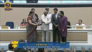 A.R. Rahman receiving the National Film Award for Best #BGM for #MOM and Best Music Direction