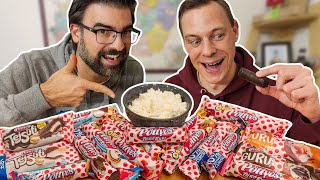 We ate ALL the Traditional HUNGARIAN CURD DESSERT Snacks | Pöttyös Túró Rudi