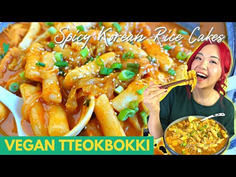 Vegan TTEOKBOKKI Spicy Korean Rice Cakes Recipe (Authentic Korean Street Food)