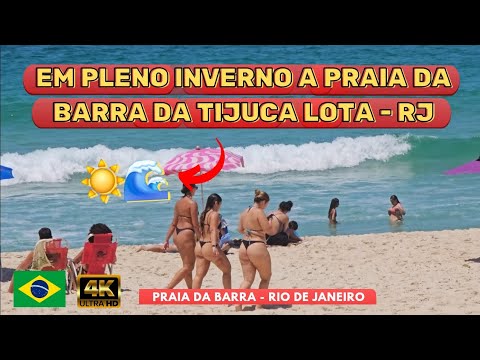 [2025] Em Pleno Inverno a Praia da Barra da Tijuca fica Lotada! [4k UHD]