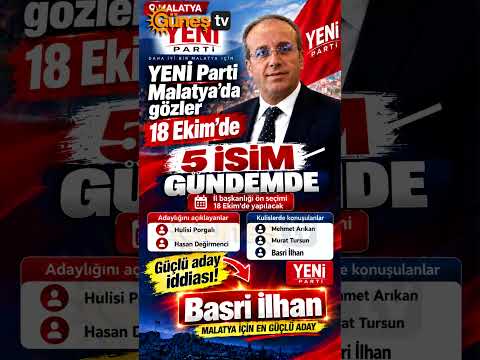 YENİ Parti Malatya’da İl Başkanlığı Yarışı: 5 İsim Gündemde #YENİParti #Malatya #Basriİlhan #ÖnSeçim