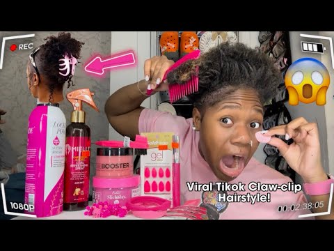 Doing VIRAL Claw-Clip Ponytail ONLY using PINK products