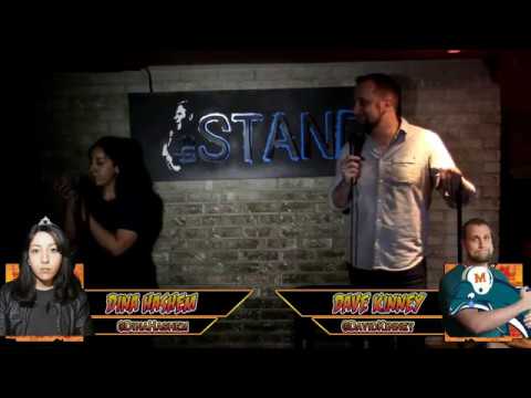 Shy deadpan girl viciously defeats a big loud guy in a NYC comedy roast battle