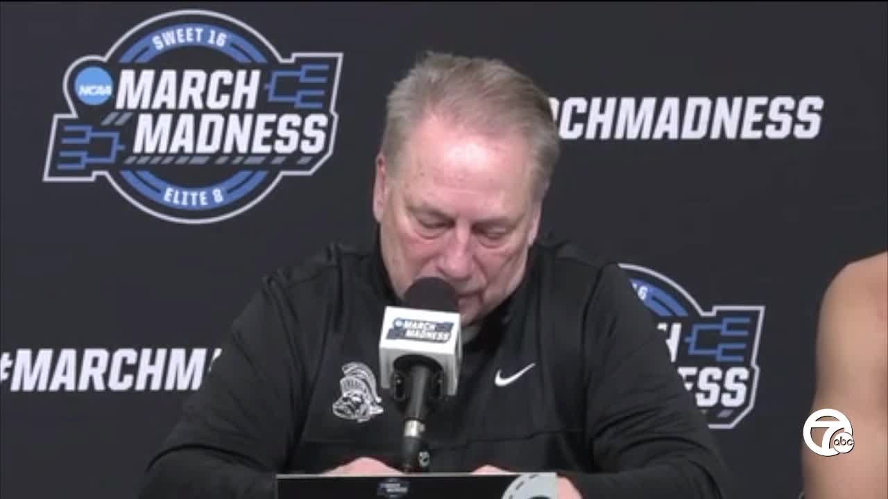 Tom Izzo reacts to Michigan State's win over Ole Miss to advance to Elite 8