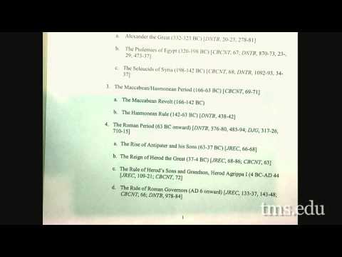 New Testament Studies Lecture 01 "Historical Background of the New Testament"