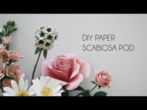 DIY Paper Scabiosa Pod (How to make paper flower, craft tutorial, Silhouette Cameo)