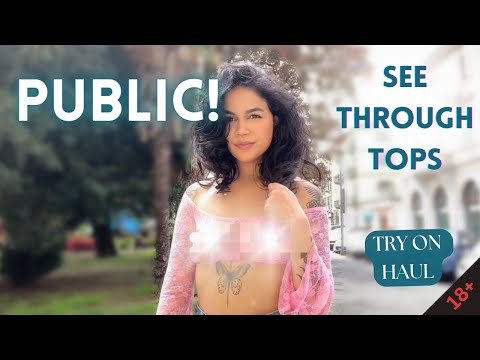 [4k] Transparent Clothing in PUBLIC | See Through Clothes Try On Haul | With Jade Agnello