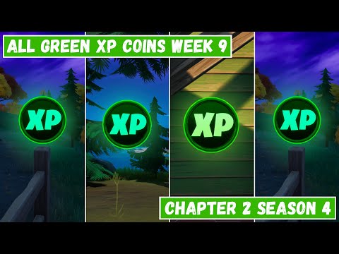 All 4 Green XP Coins Locations Week 9! - Dream of Green Punch Card Fortnite Chapter 2 Season 4