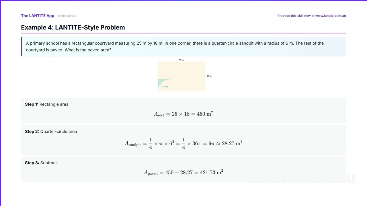 Area of Circles & Composite Shapes | LANTITE Numeracy (Part 21/47)