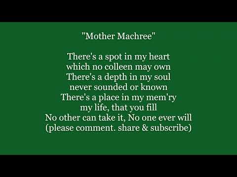MOTHER MACHREE IRISH Lyrics Words text trending sing along song music