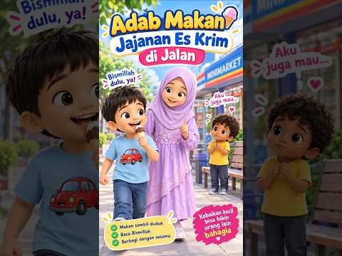 🍦 Husain Belajar Adab Makan Es Krim! Jangan Lupa Bismillah #animasiislami #animasi